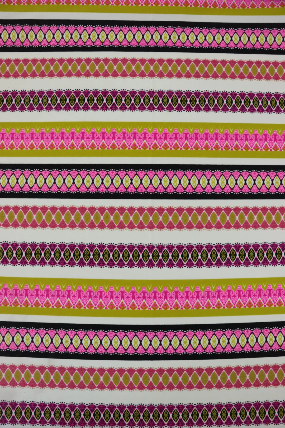 Pink & Pear Funky Horizontal Stripe Nylon Spandex Tricot | Designer Deadstock