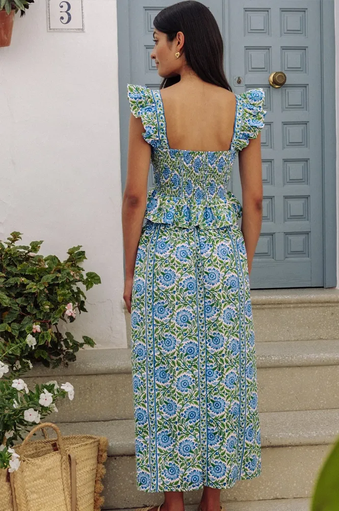 Pink City Prints Freya Peacock Border Skirt