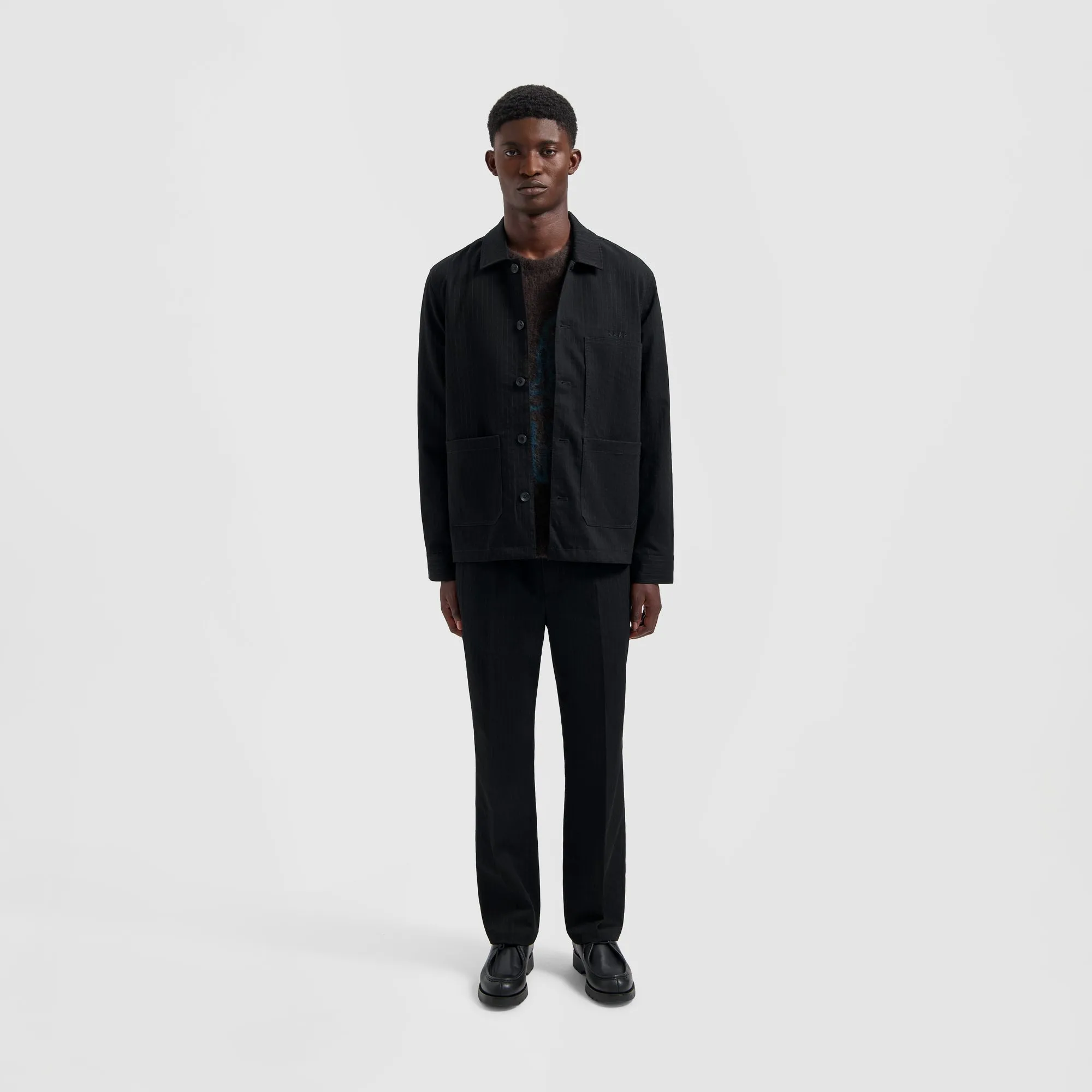 Pinstripe Workwear Jacket - Black/White