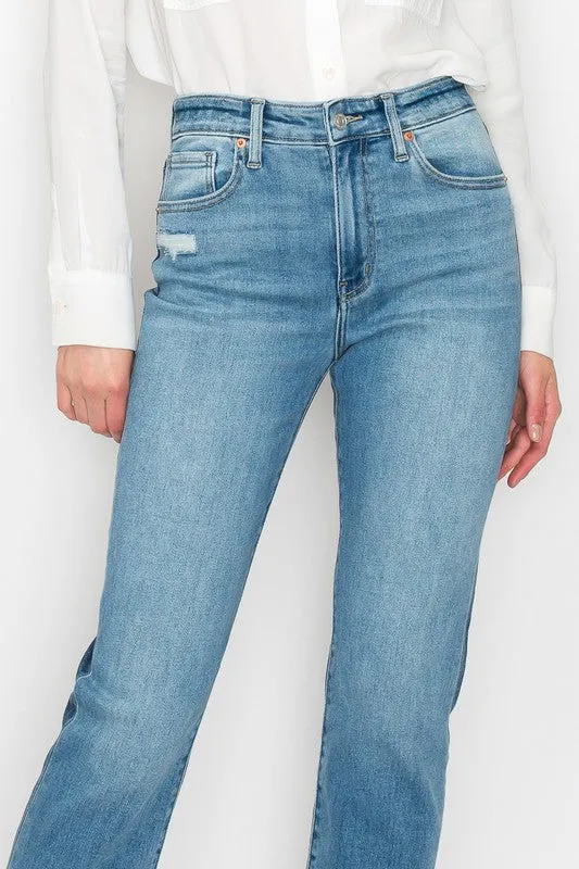 PLUS SIZE - HIGH RISE TWO-TONE STRAIGHT JEANS