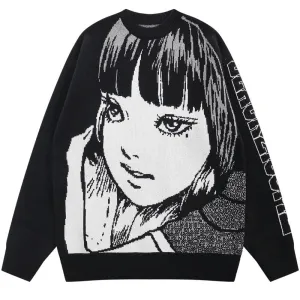 "BEAUTY MARK" - Anime Knitted Sweater