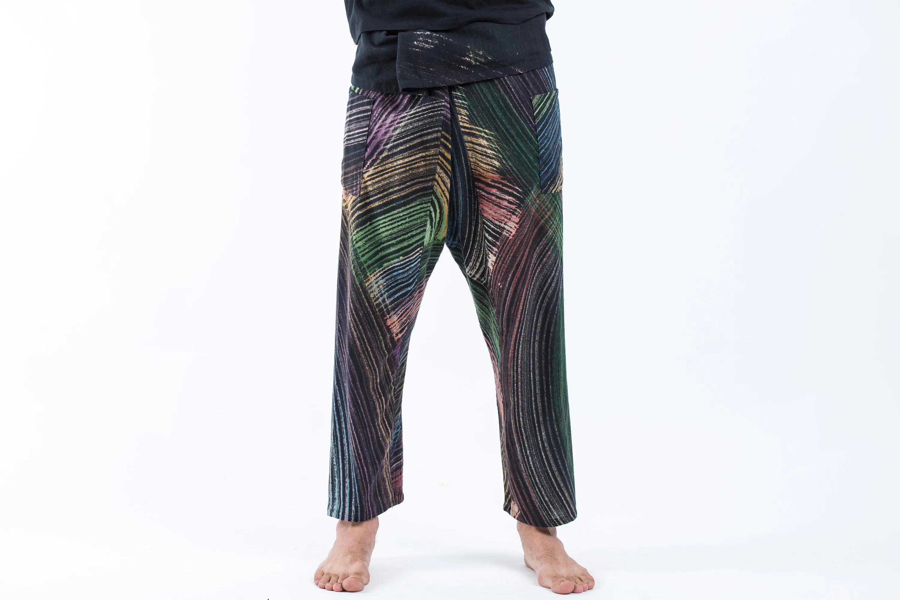 Rainbow Prints Men's Slim Cut Fisherman Pants in Black