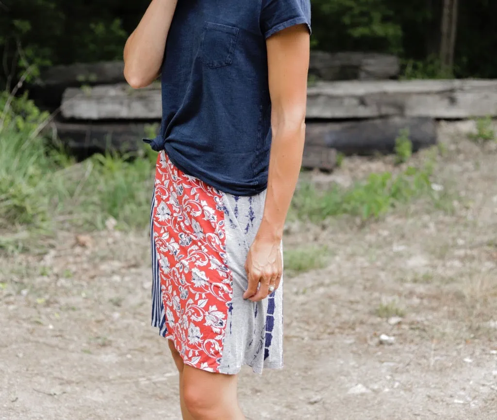 Rust Camel Paisley Funky Knit Skirt