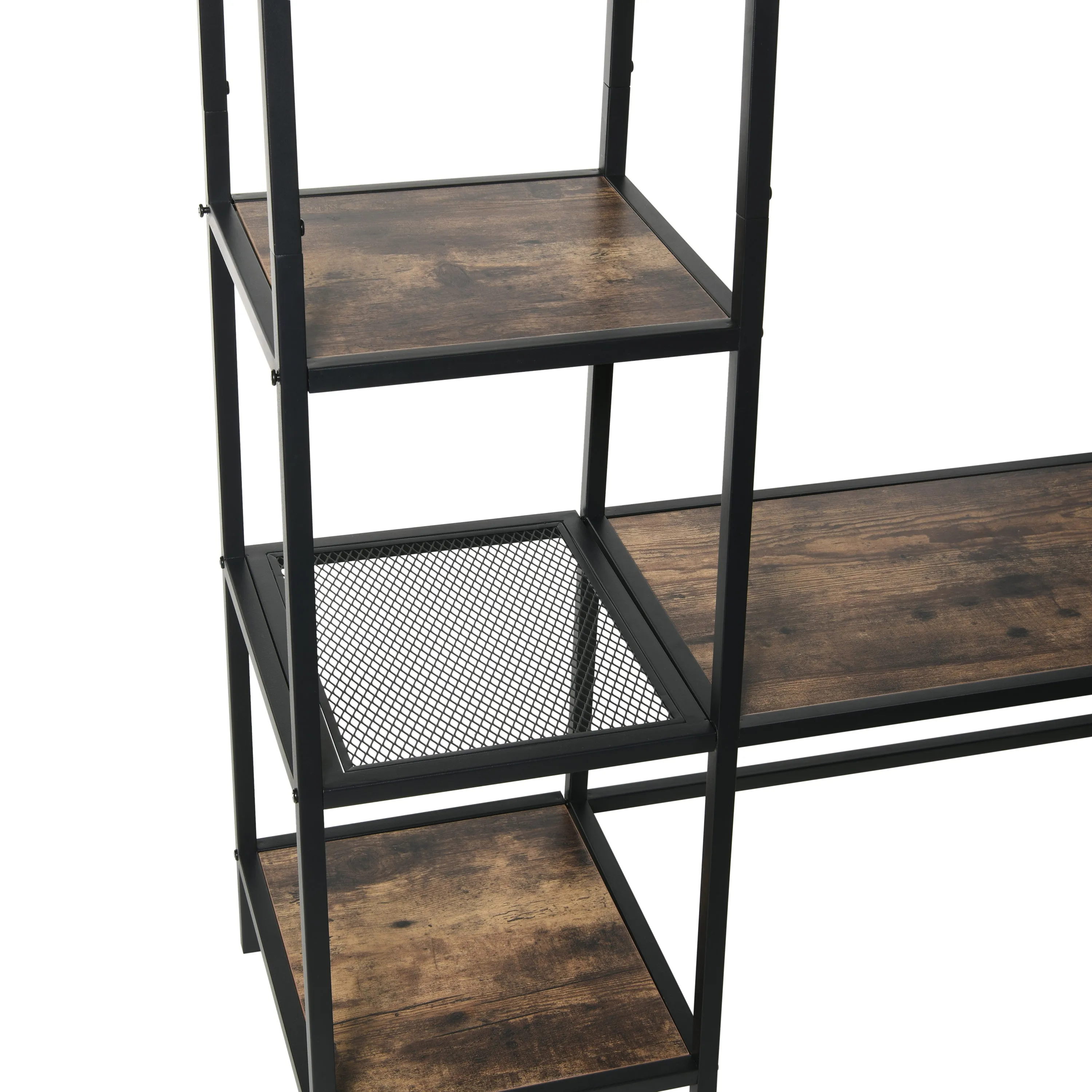 Rustic Wooden Entrance Hall Tree Brown 115.4x40x171.5cm