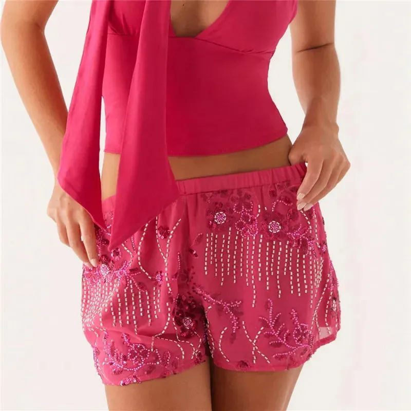Sequins Beaded Embroidery Shorts