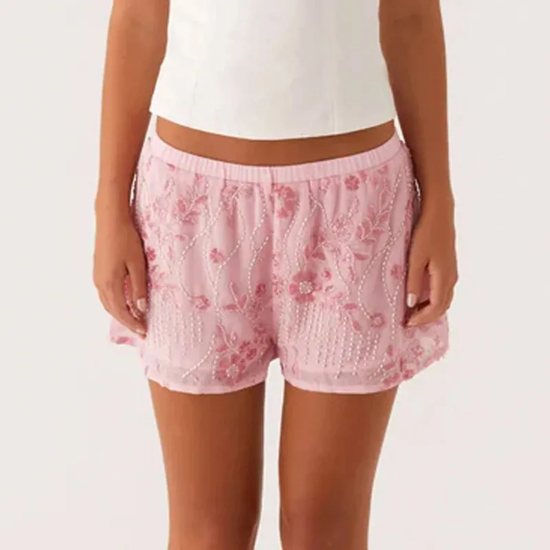 Sequins Beaded Embroidery Shorts