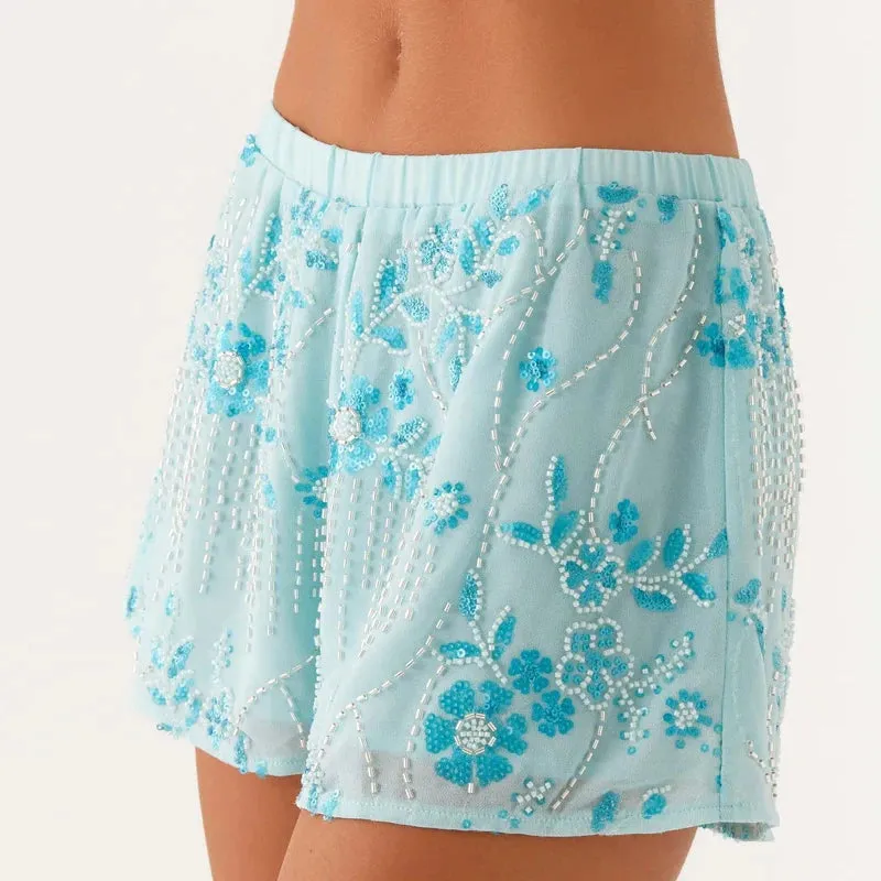 Sequins Beaded Embroidery Shorts