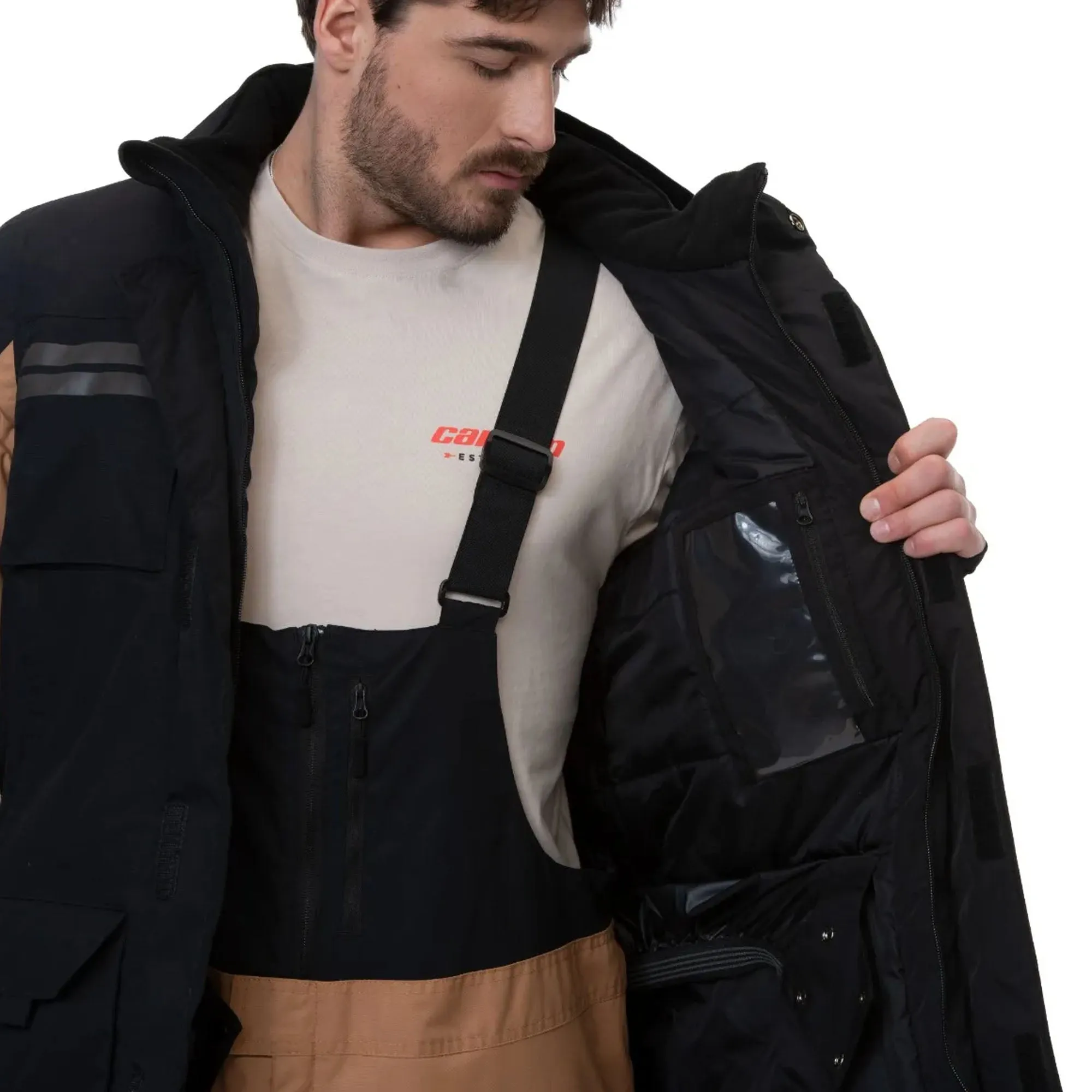 Ski-Doo Mens Expedition Snowmobile Jacket Khaki Black