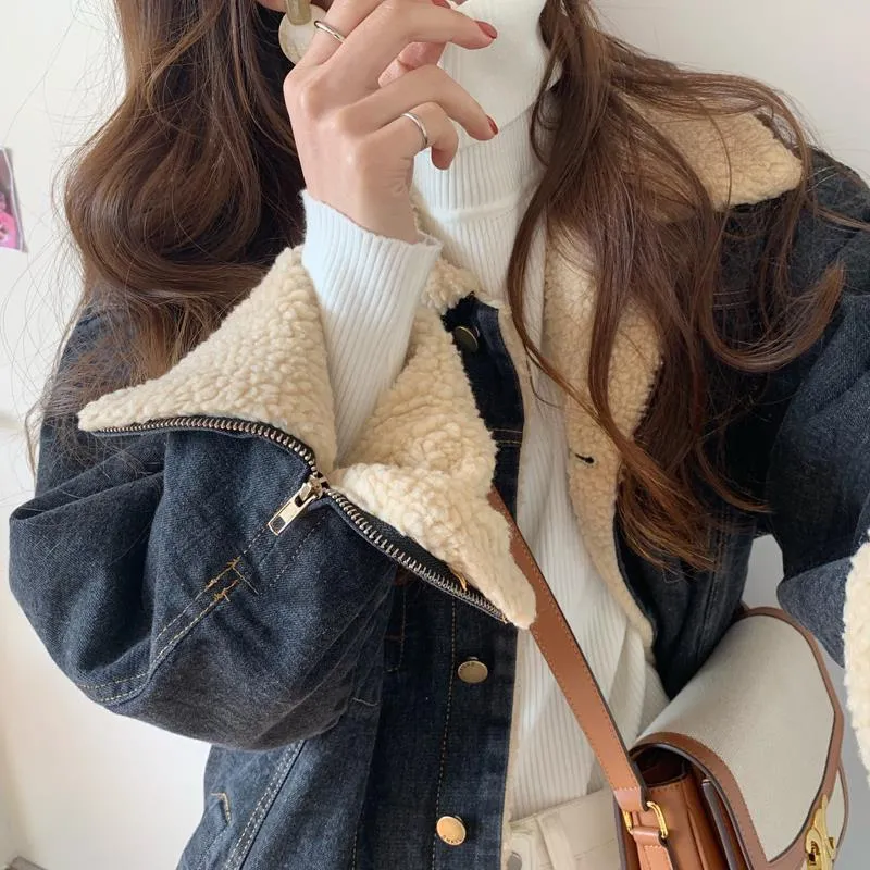 Slim And Thick Warm Denim Cotton Jacket