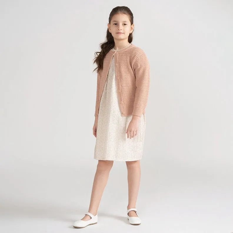 textured crewneck cardigan