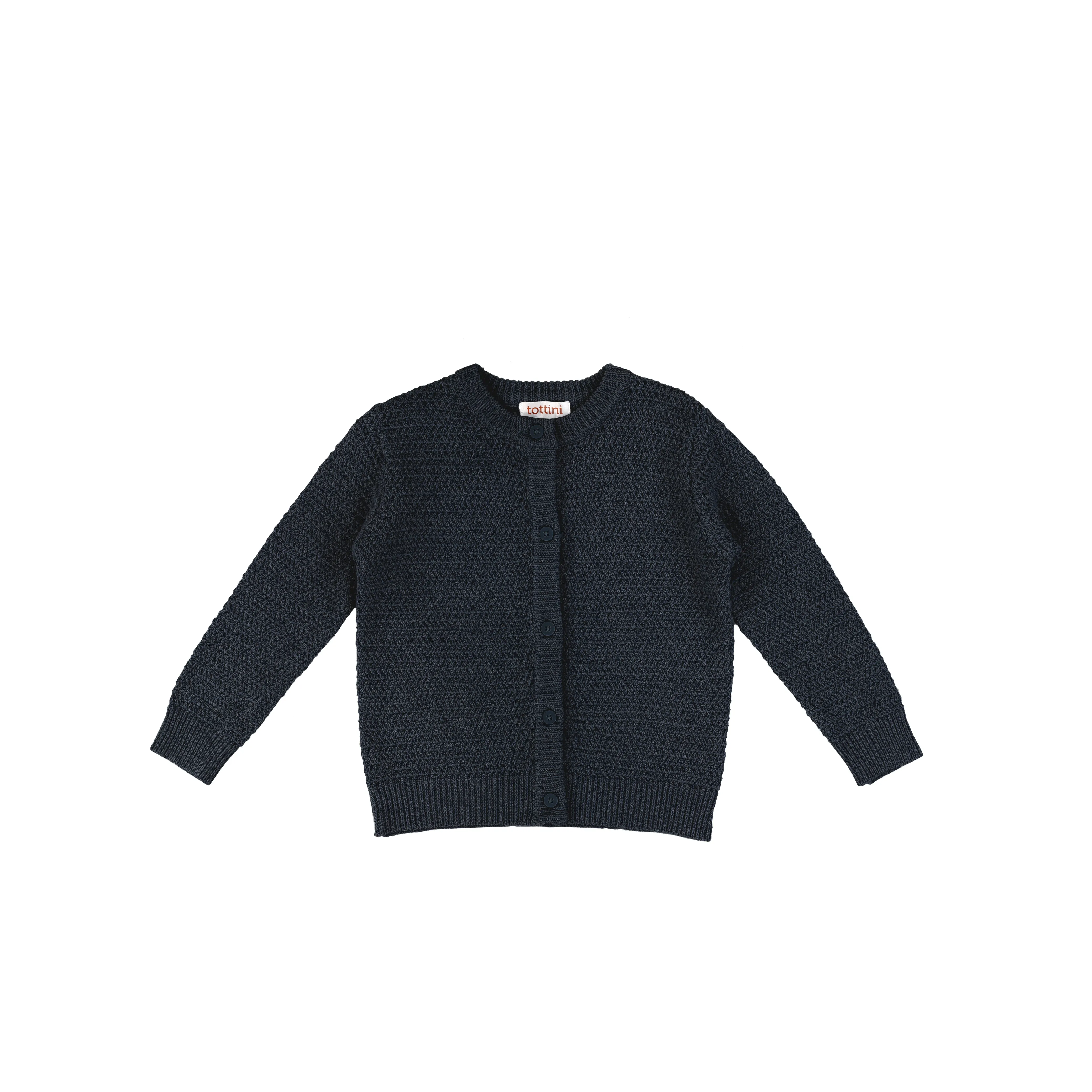 textured crewneck cardigan
