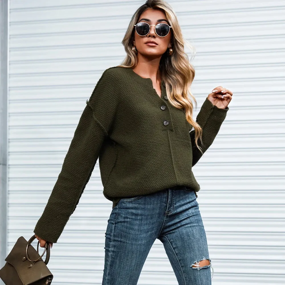 Textured Half-Button Sweater