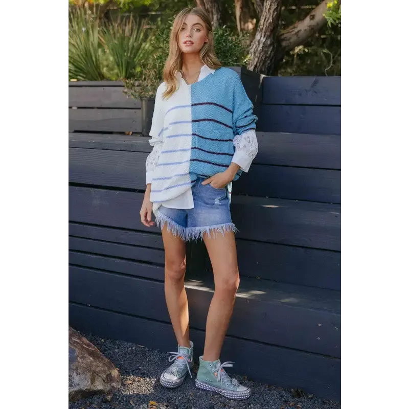 Textured Multi Color Sweater