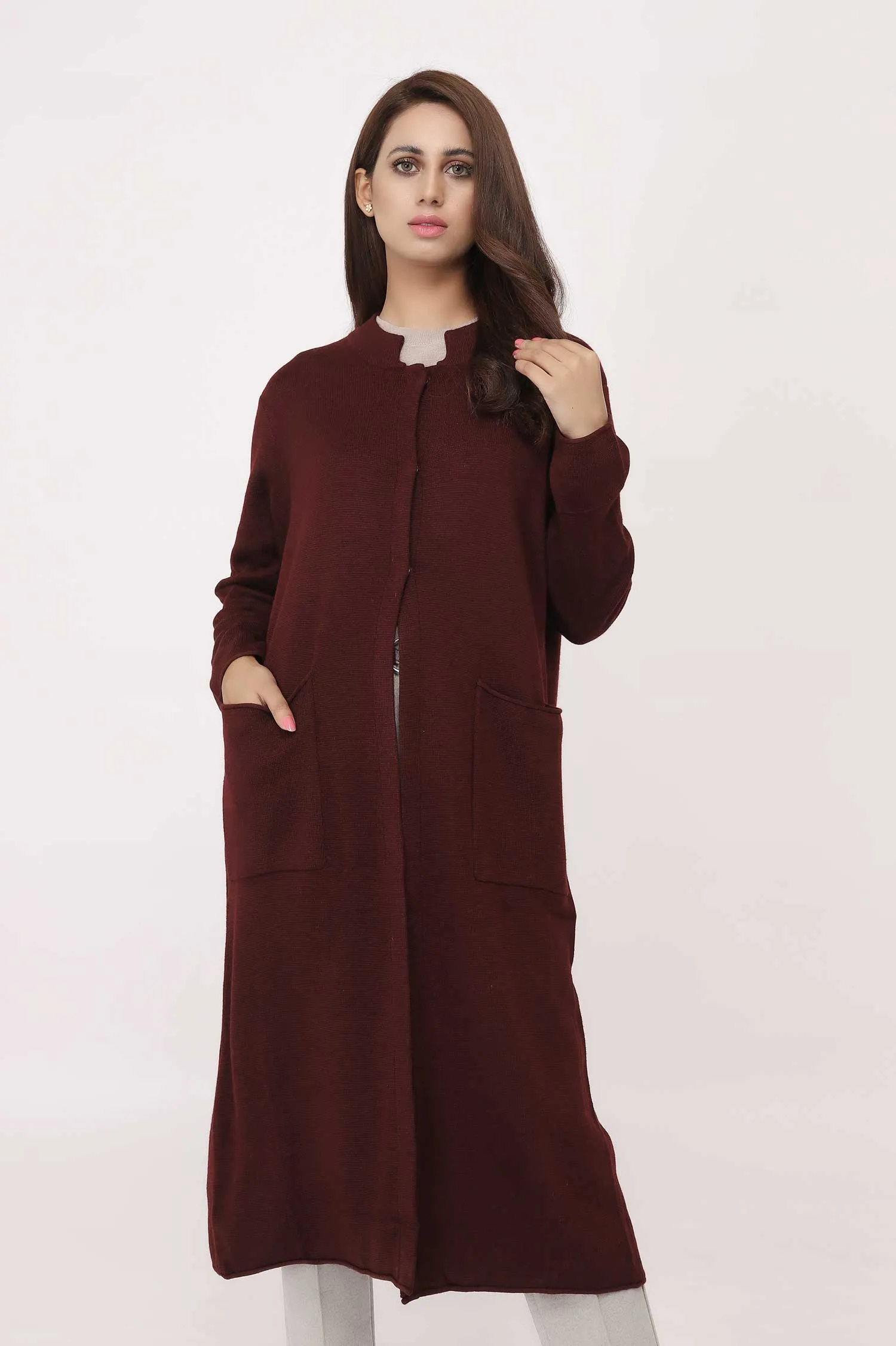 TEXTURED SWEATER-WINE