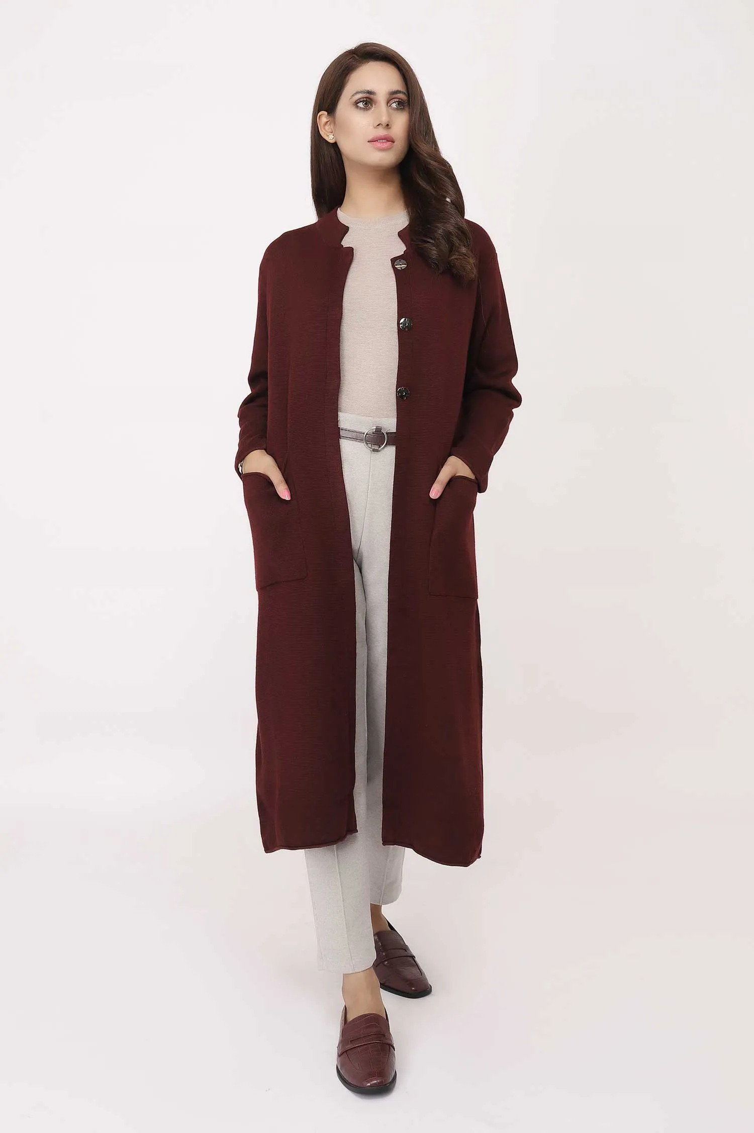TEXTURED SWEATER-WINE