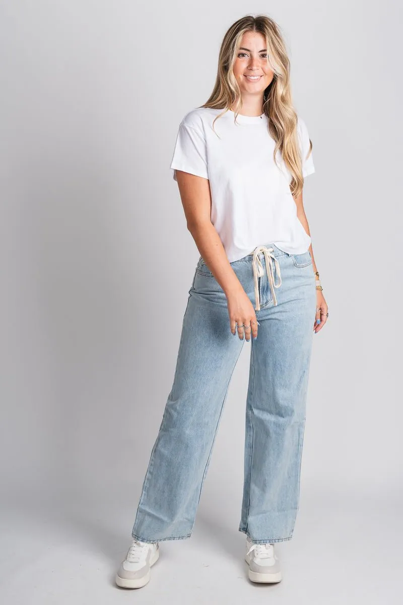 Tie waist high rise wide leg jeans ojai
