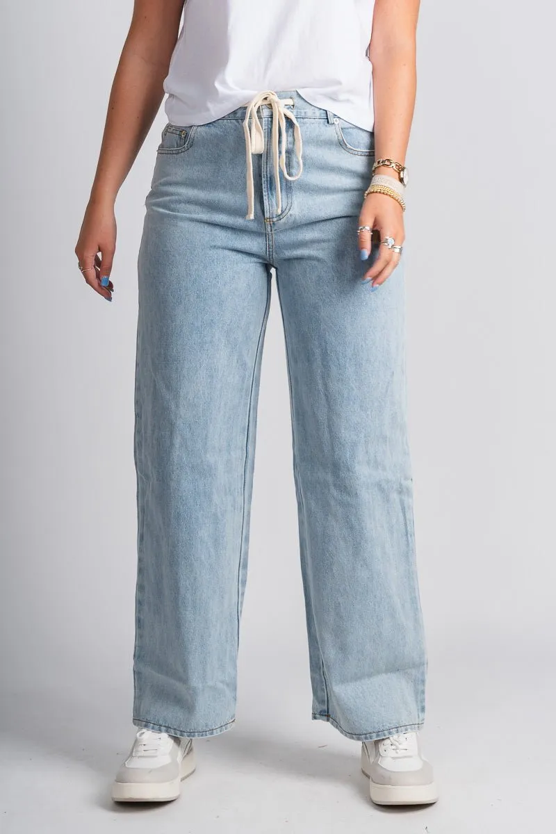Tie waist high rise wide leg jeans ojai