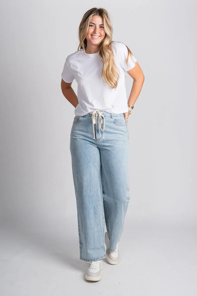 Tie waist high rise wide leg jeans ojai