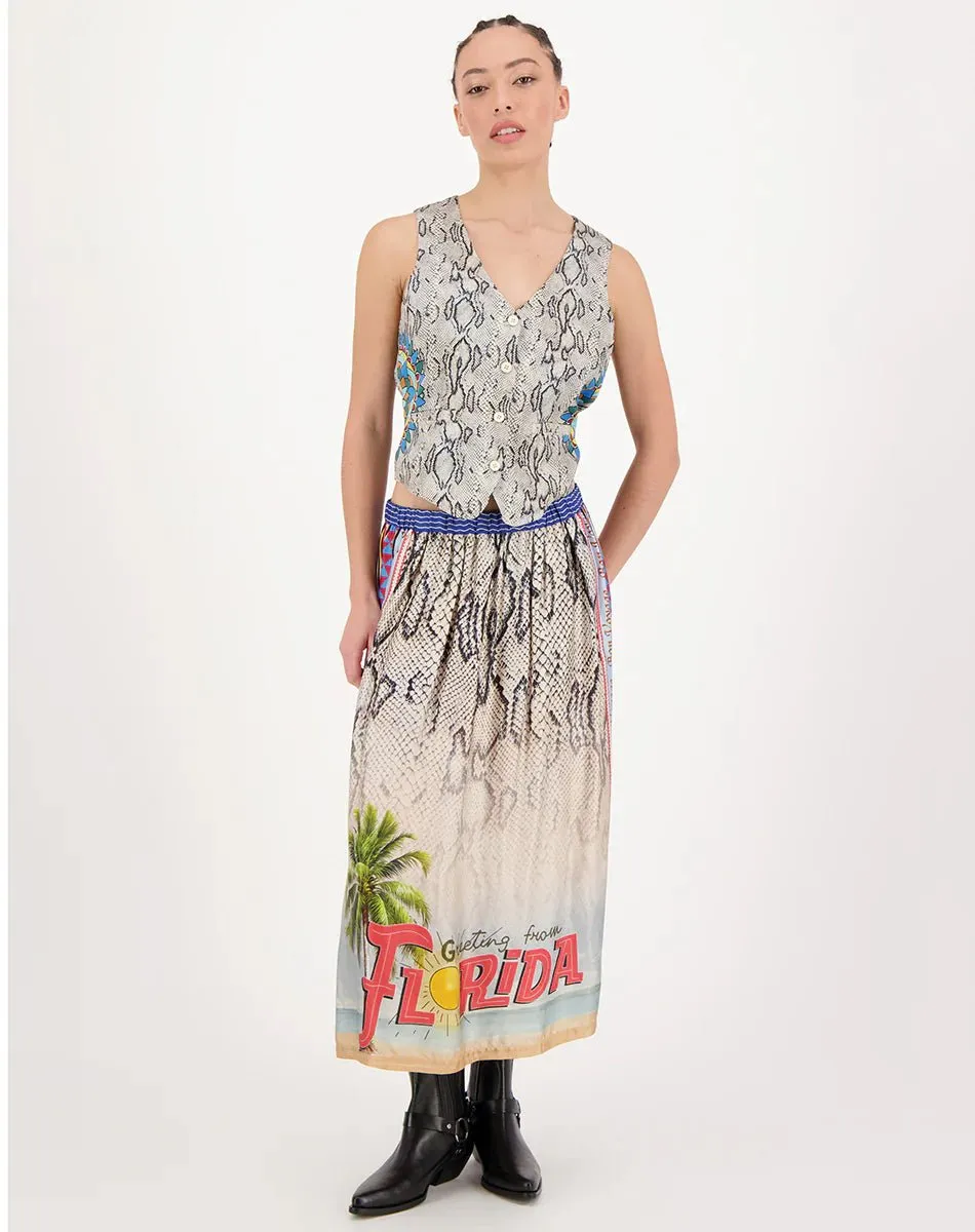 Vanessa Printed Midi Skirt - Snake