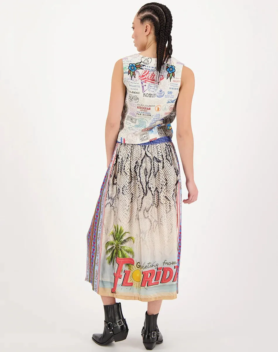 Vanessa Printed Midi Skirt - Snake