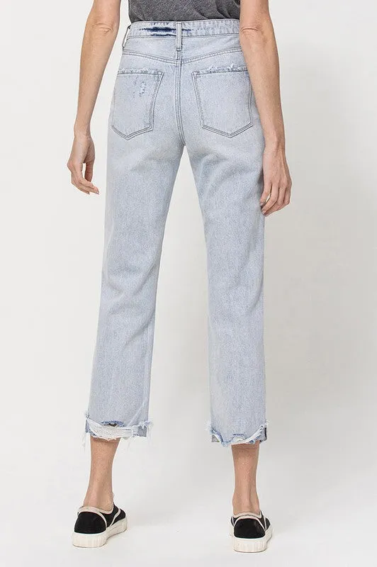 Vervet by Flying Monkey Super High Relaxed Cuffed Straight Jeans