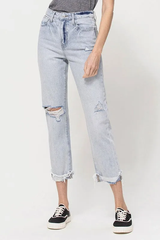 Vervet by Flying Monkey Super High Relaxed Cuffed Straight Jeans