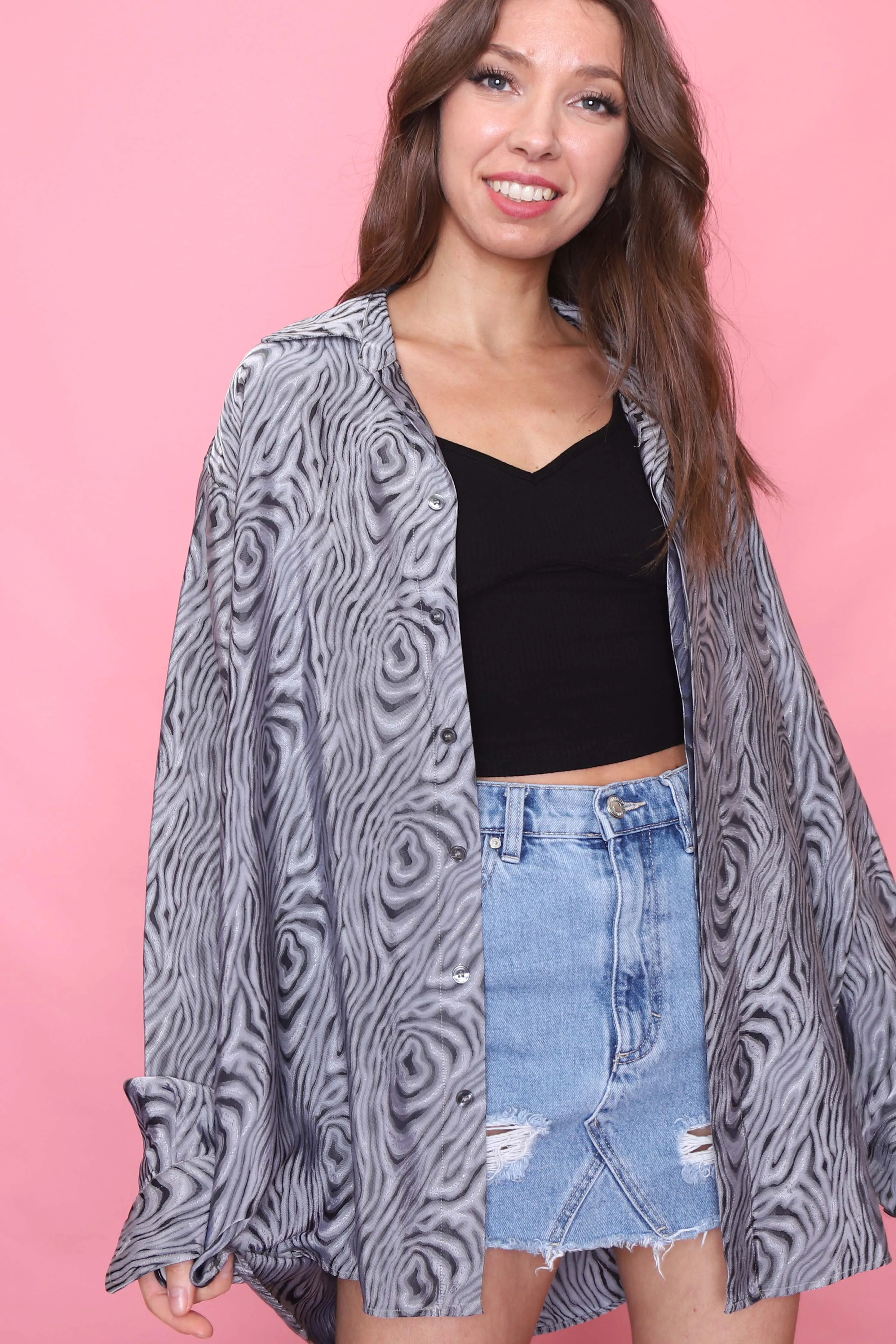 Vintage Abstract Patterned Long Sleeve Shirt