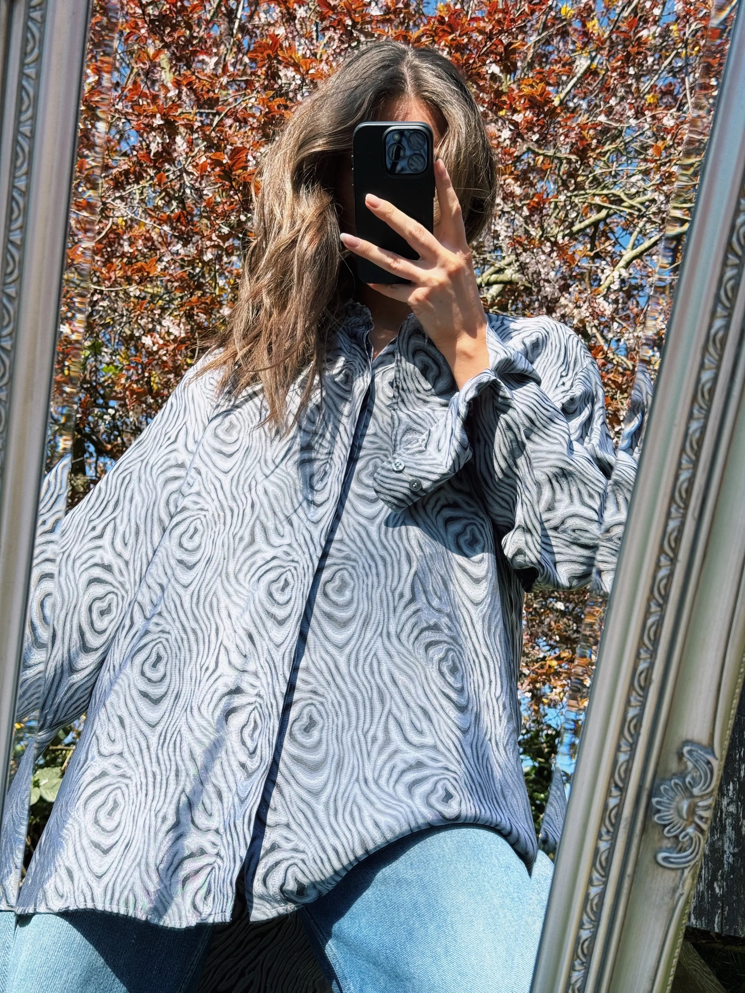 Vintage Abstract Patterned Long Sleeve Shirt