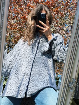 Vintage Abstract Patterned Long Sleeve Shirt