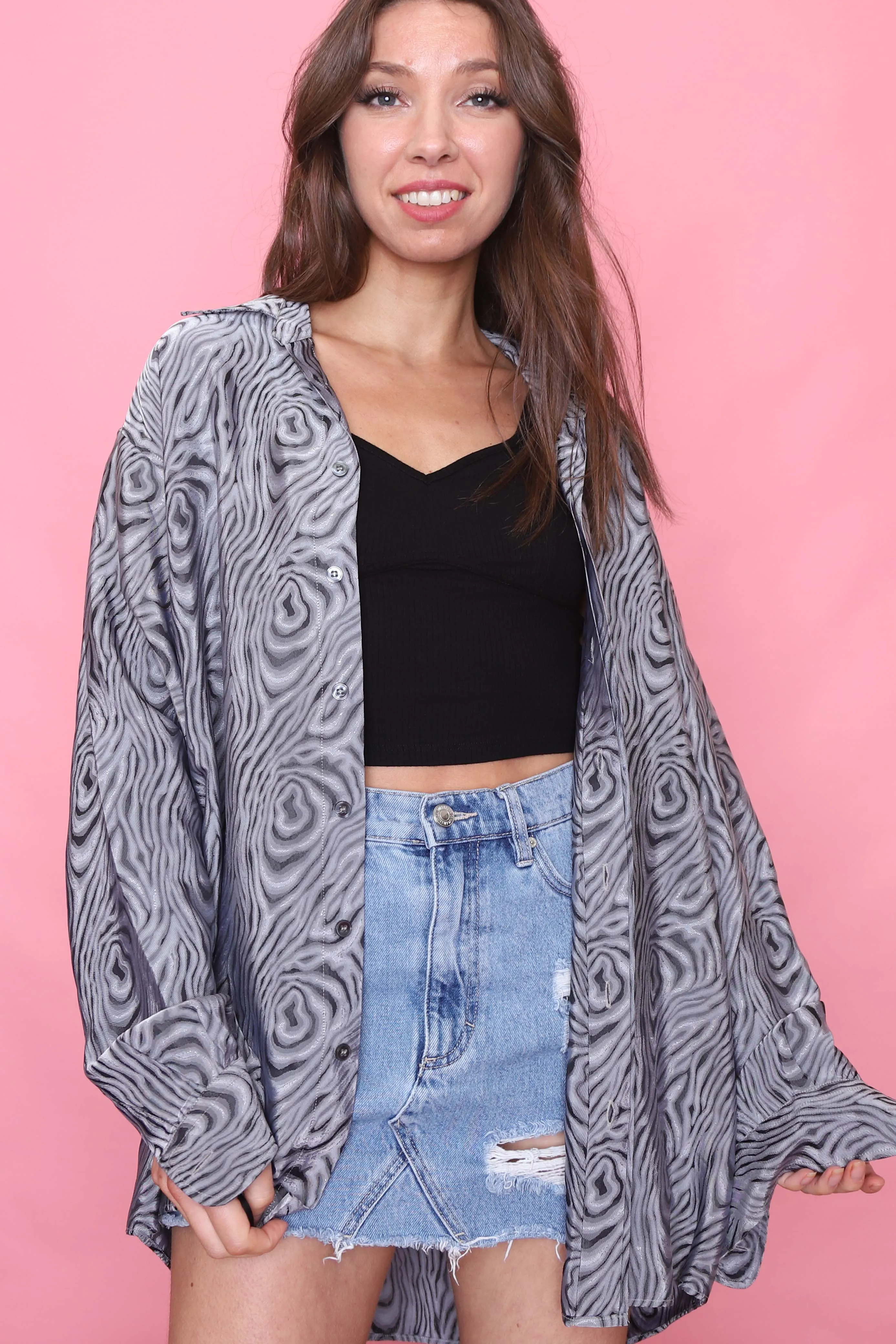 Vintage Abstract Patterned Long Sleeve Shirt