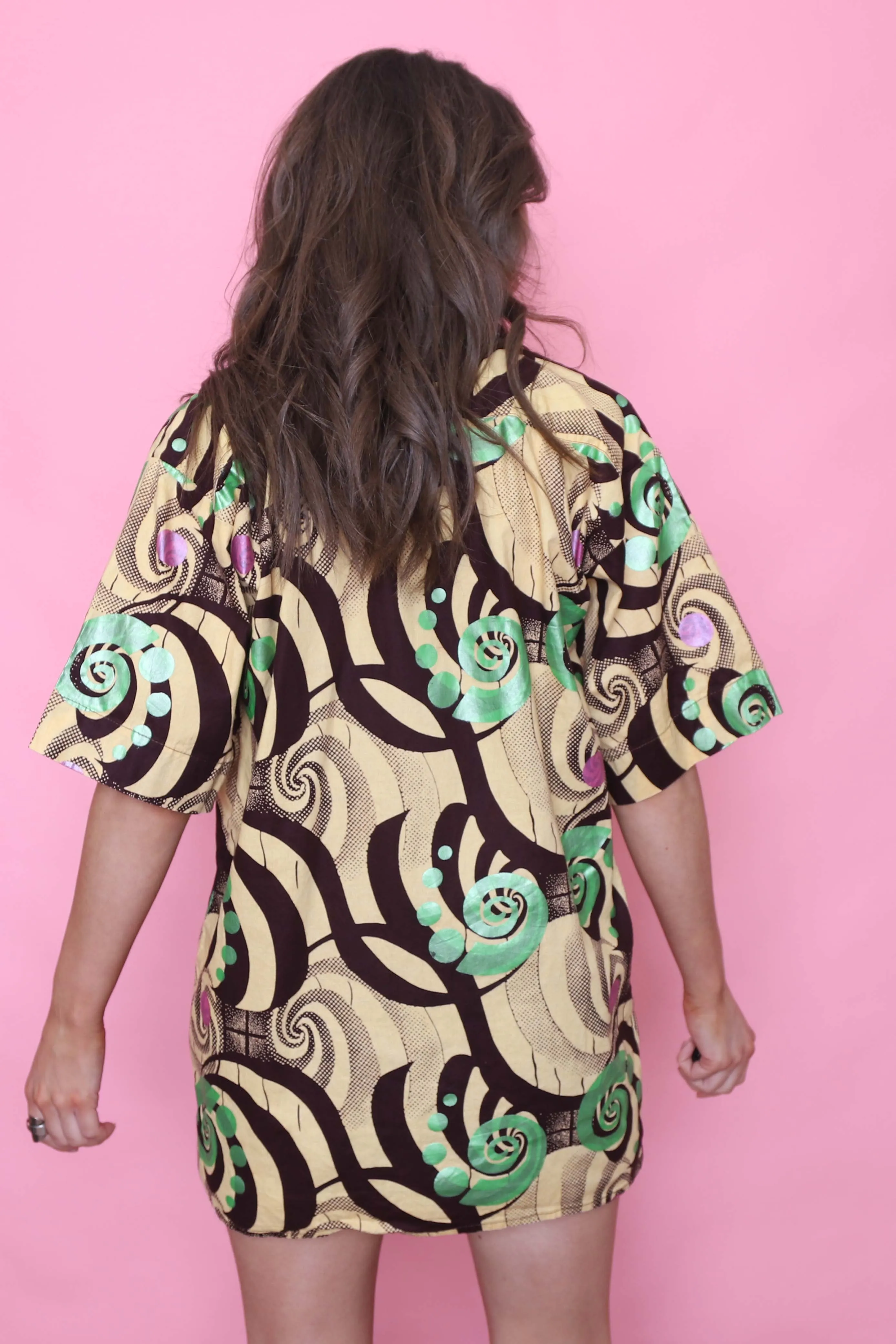 Vintage Abstract Patterned Short Sleeve Shirt