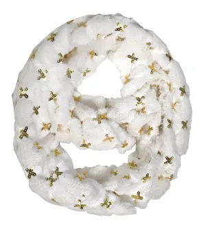 White 06 Faux fur Solid Color Plush Cowl Collar Infinity Loop Scarf