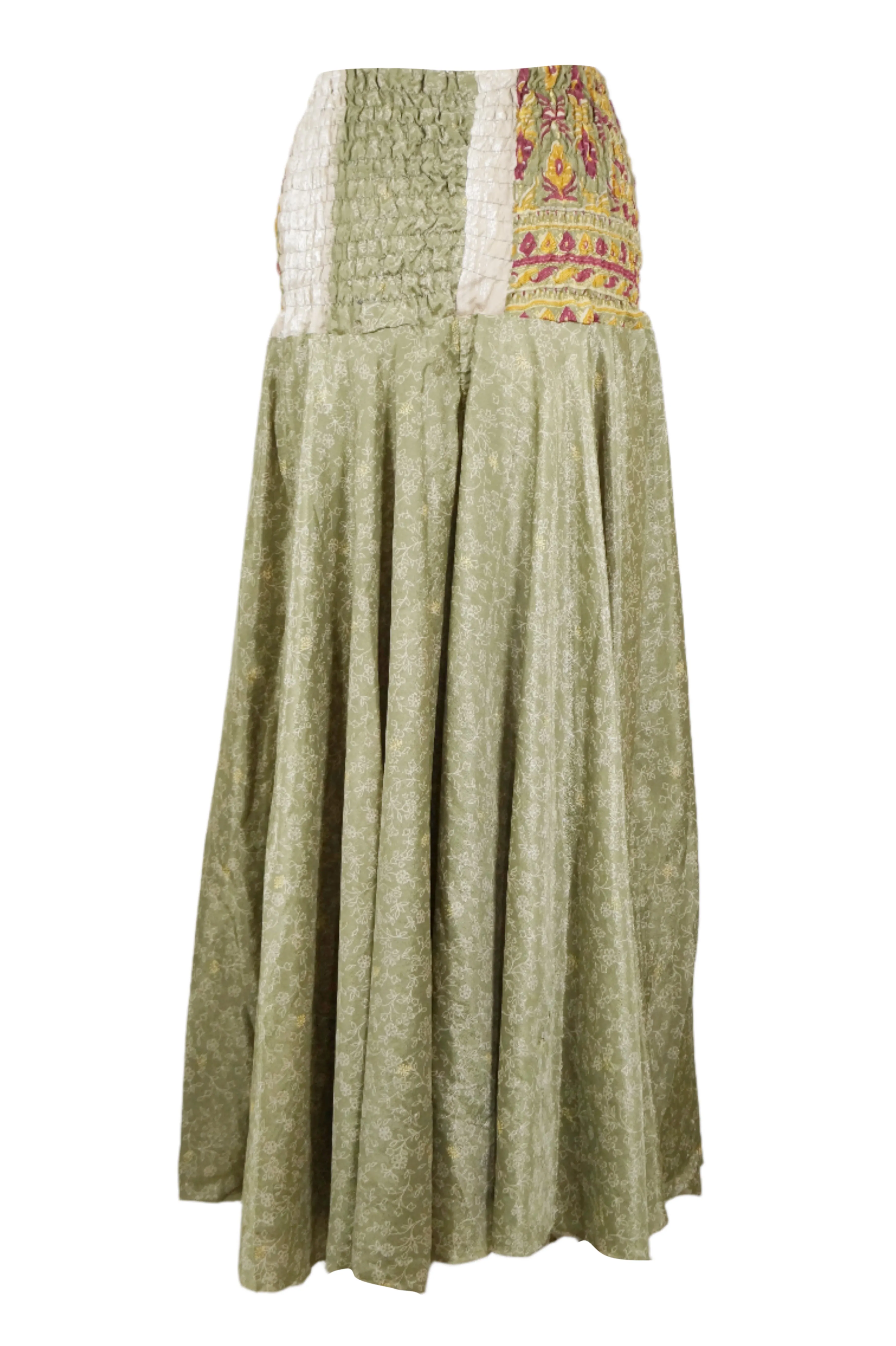 Wide Leg Boho Pants Sage Green Floral Handmade Flowy Palazzo Pants SM