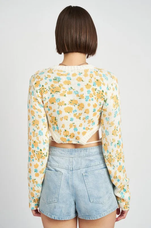 WILDFLOWER SWEATER TOP WITH SIDE DRAWSTRINGS