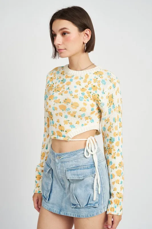 WILDFLOWER SWEATER TOP WITH SIDE DRAWSTRINGS
