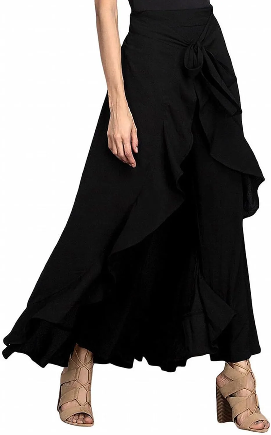 Women's High Waist Wide Leg Pants High Waist Trousers Chiffon Pants Yoga Pants with Pockets for Women